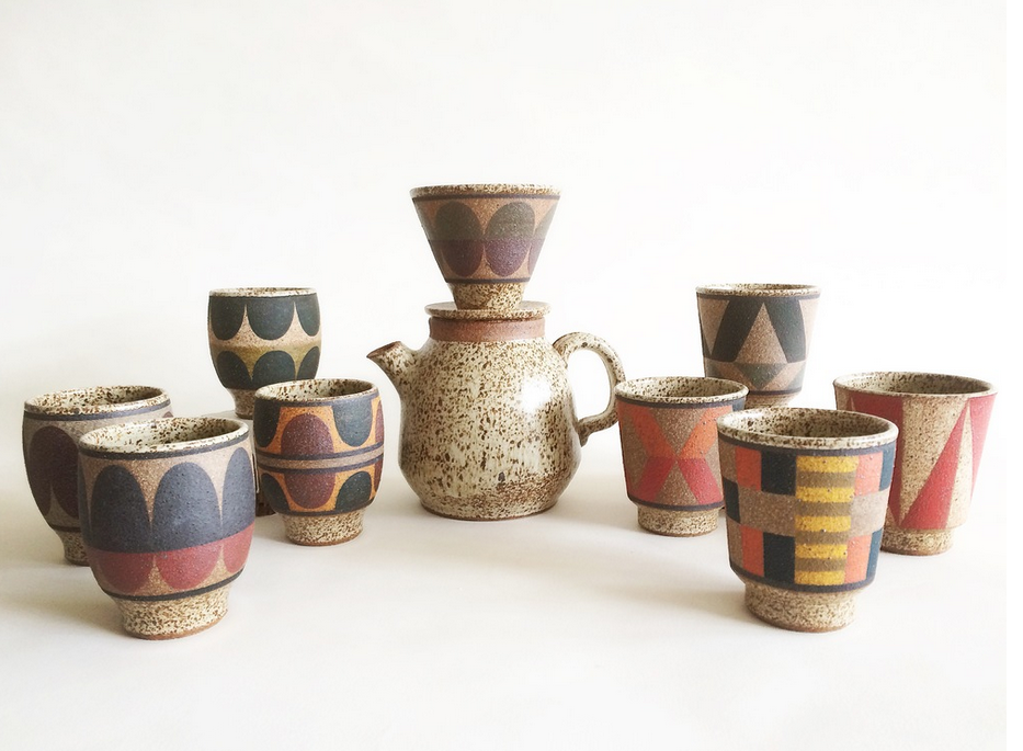 Kat&roger cup kat&roger 赤と黒 陶器 プランター 幾何学模様 キャット